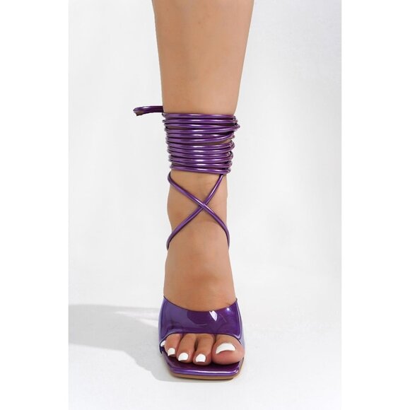 Women's Lace-Up Heels clear open toe wrap tie block dancer club sexy 6.5 - Picture 4 of 6
